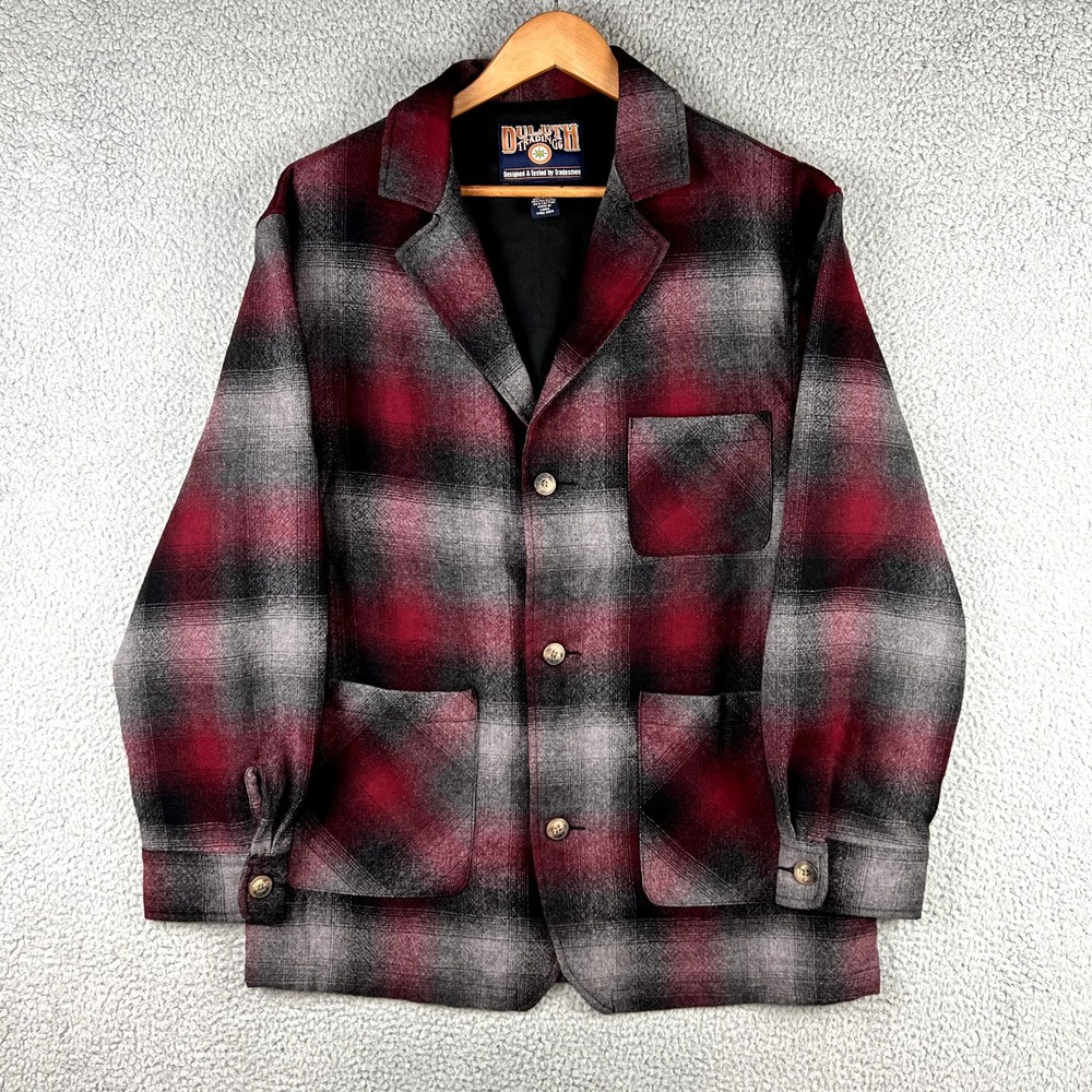 Duluth Trading Jacket Mens Medium Wool Blend Shadow Plaid Blazer Sport Coat